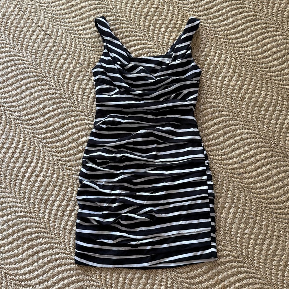 Express Black White Stripe Bodycon Dress Size 4